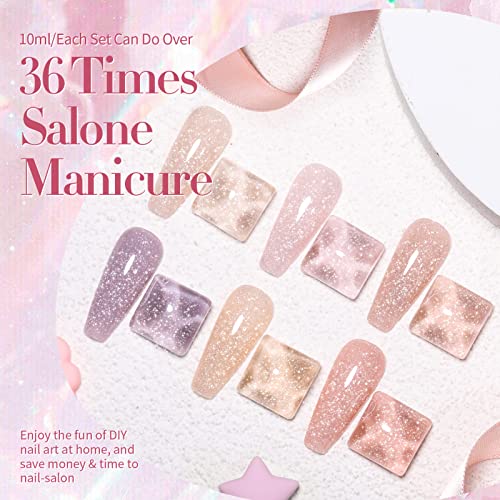 Born Pretty Reflective Glitter Gel Nail Polish Jelly Pink Gel Nail Polish Sparkly Shiny Disco Dj Led Gel Nail Polish Nail Varnish 6Pcs #TOP4