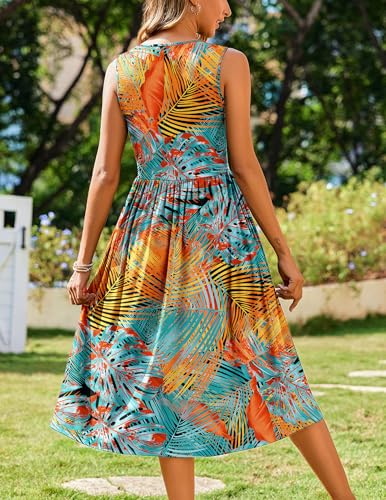 Image of Zeagoo Women's Summer Tank Midi Dress with Pockets Floral Sleeveless A-Line Casual Loose T-Shirt Dresses Beach Sundress 2026