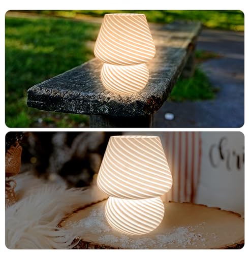 YATOSEEN Lampe de Table Champignon, Lampe de Bureau en Verre LED, Lampe d'ambiance USB 3 Couleurs en Forme de Champignon avec télécommande pour Salon, Chambre à Coucher, Bureau – vue 6