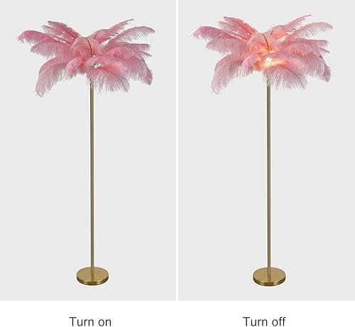 Miniatura 6 de Lámpara de pie, sala de estar, avestruz de plumas naturales LED, hierro artístico, E14, lámpara de pie para dormitorio, sala de estar con