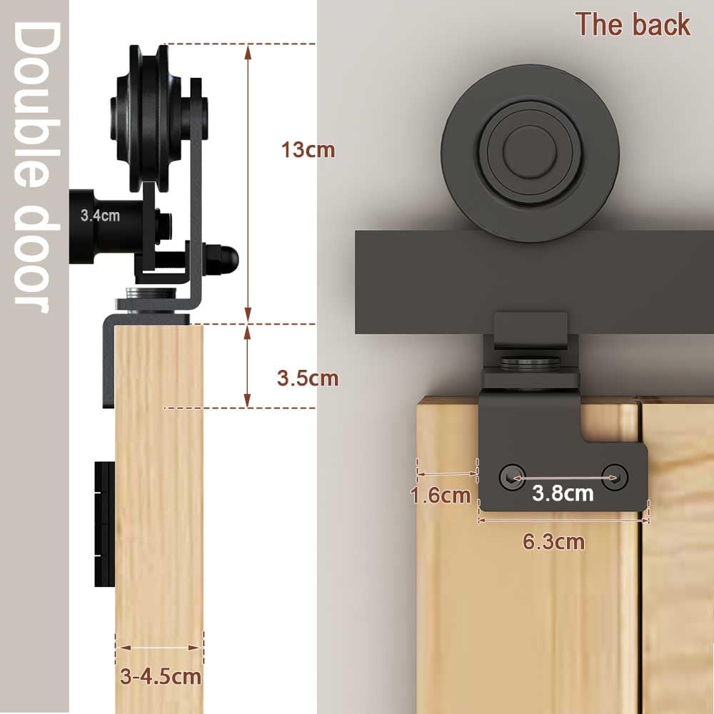CCJH 6FT/183CM Plegables Herraje para Puerta Corredera Kit de Accesorios para Puertas Correderas de Graneros Estilo de libro T Shaped