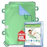 Absorbent Positioning Bed Pads for Elderly with 8 Handles 34'x52'- 2 Pack of Washable Waterproof Incontinence Draw Sheets - Reusable Bed Mobility Under Pads for Seniors Disabled & Bedridden Patients