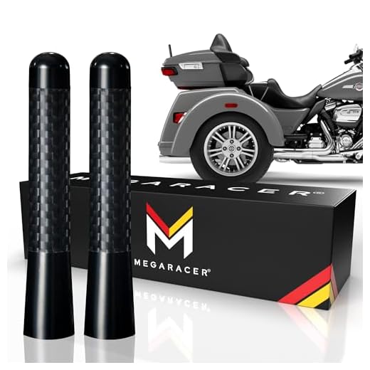 Mega Racer 3.1" Black Carbon Fiber Motorcycle Antenna for Harley Davidson All Models 1989 – 2022, Screw-On Replacement Antenna, Copper Coil Internals, Car Wash Safe, 2 Pieces