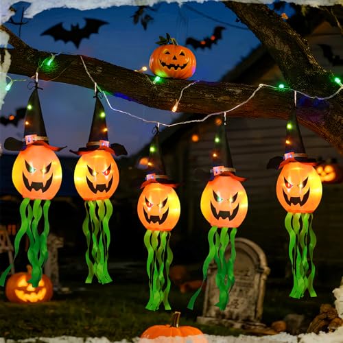 CNMTCCO Halloween Deko,5 Stück Kürbisbeleuchtung,IP44 wasserdicht & batteriebetrieben… – Ansicht 7