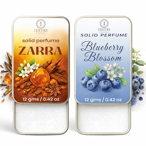 Image of Solid Perfume |blueberry blossom&zarra Alcohol Free Wax Perfume Balm, Long Lasting | Pocket Tin 12g, Pack Of 2| Non Greasy Smooth Glide, Travel Friendly Unisex Gifts He Or Her