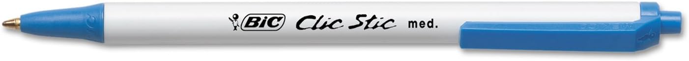 BICCSM11BE Clic Stic Retractable Ballpoint Pen, Blue Ink, 1mm, Medium, Dozen