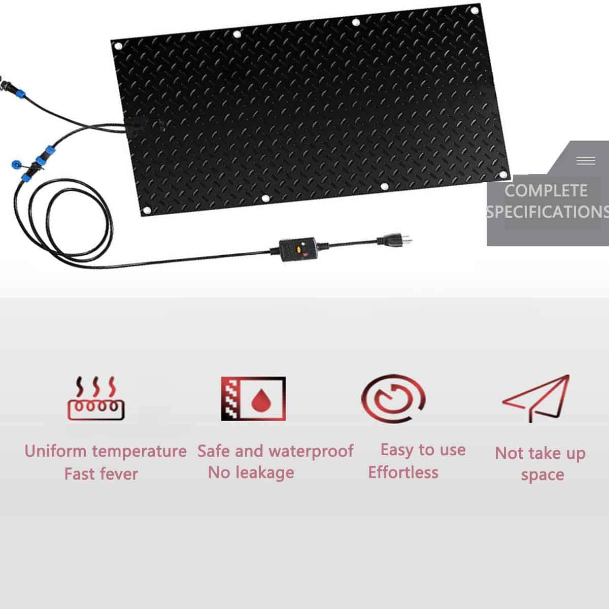 Tapis de neige antidérapant avec système de fonte de neige chauffant pour escaliers (Color : 1pcs, Size : 50x360cm)