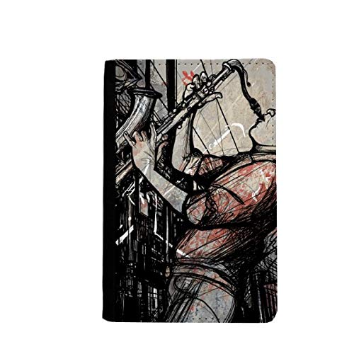 Étui portefeuille de voyage passeport design musique jazz pochette rangement billets multicolore