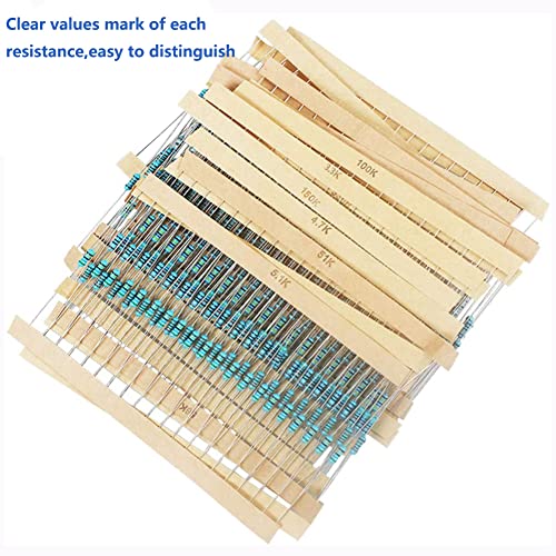 Kootage 760 Pcs 38 Values 1/4W Resistor Kit From 1 Ohm To 1M Ohm 1/4 Watt 1% Tolerance Metal Film Resistors Assortment #TOP2