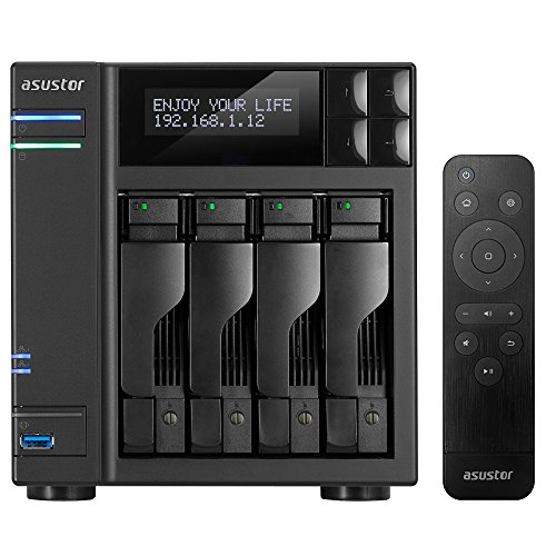 Asustor AS6404T + AS-RC13 Remote | 1.5GHz Quad-Core, 8GB RAM | Personal Private Cloud | Home or Business Data Media Server | Network Attached Storage (4 Bay Diskless NAS)