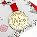 Santa Nice List Medal with Santa Certificate - Official Nice List Certificate from Santa for Kids – Santa Certified Gold Medal - Christmas Eve Box Filler & Holiday Keepsake Gift for Children