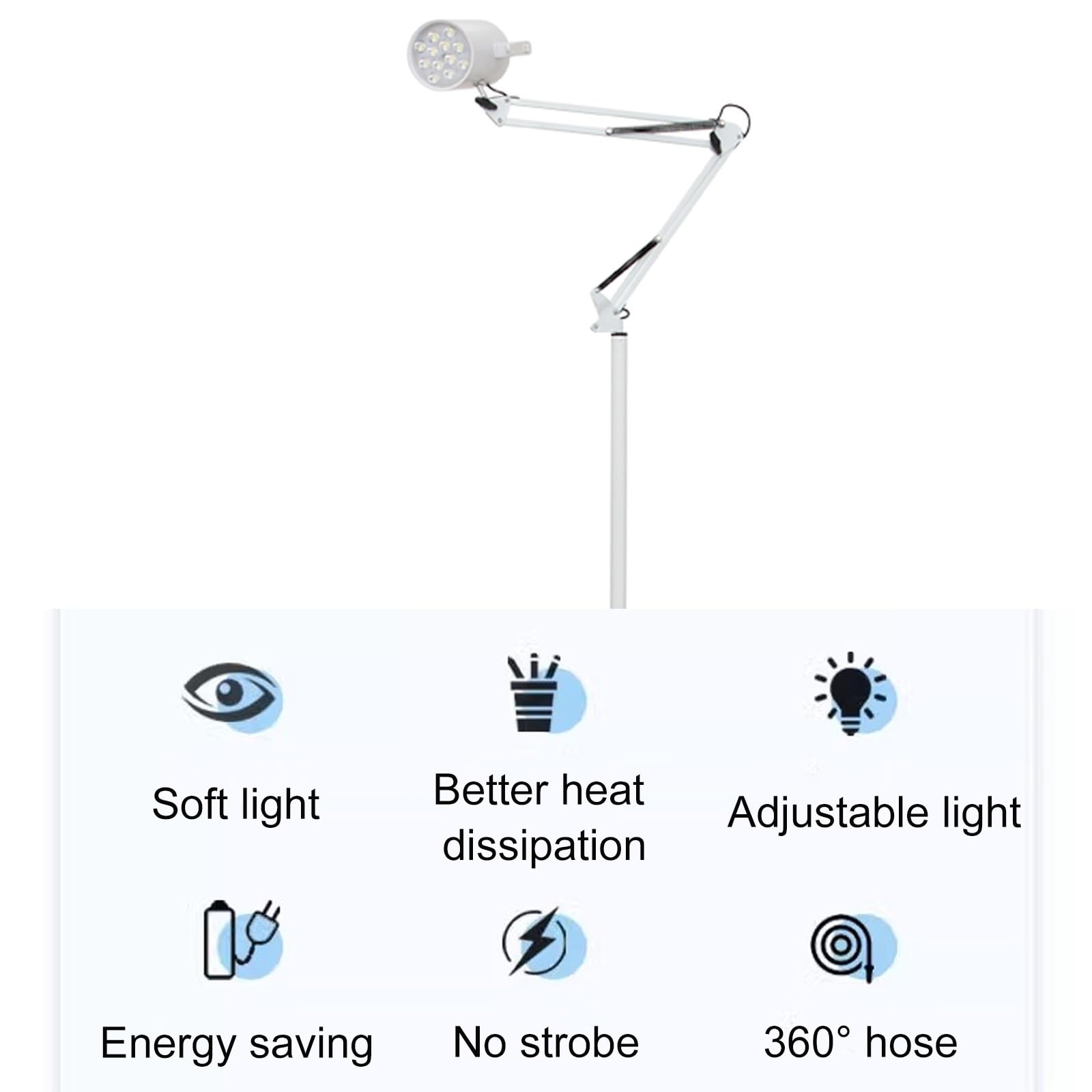 Lampa dentystyczna LED, lampa medyczna do badań medycznych, dwunastoma otworami oprawka lampy ze stopu aluminium z regulacją jasności, biała lampa zimna