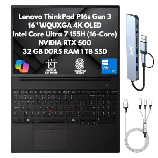 Lenovo ThinkPad P16s Gen 3 Mobile Workstation Laptop 2025, 16" WQUXGA 4K OLED, Intel 16-Core Ultra 7 155H, 32GB RAM, 1TB SSD, NVIDIA RTX 500, Thunderbolt 4, FPReader, IR Cam, Copilot Windows 11 Pro