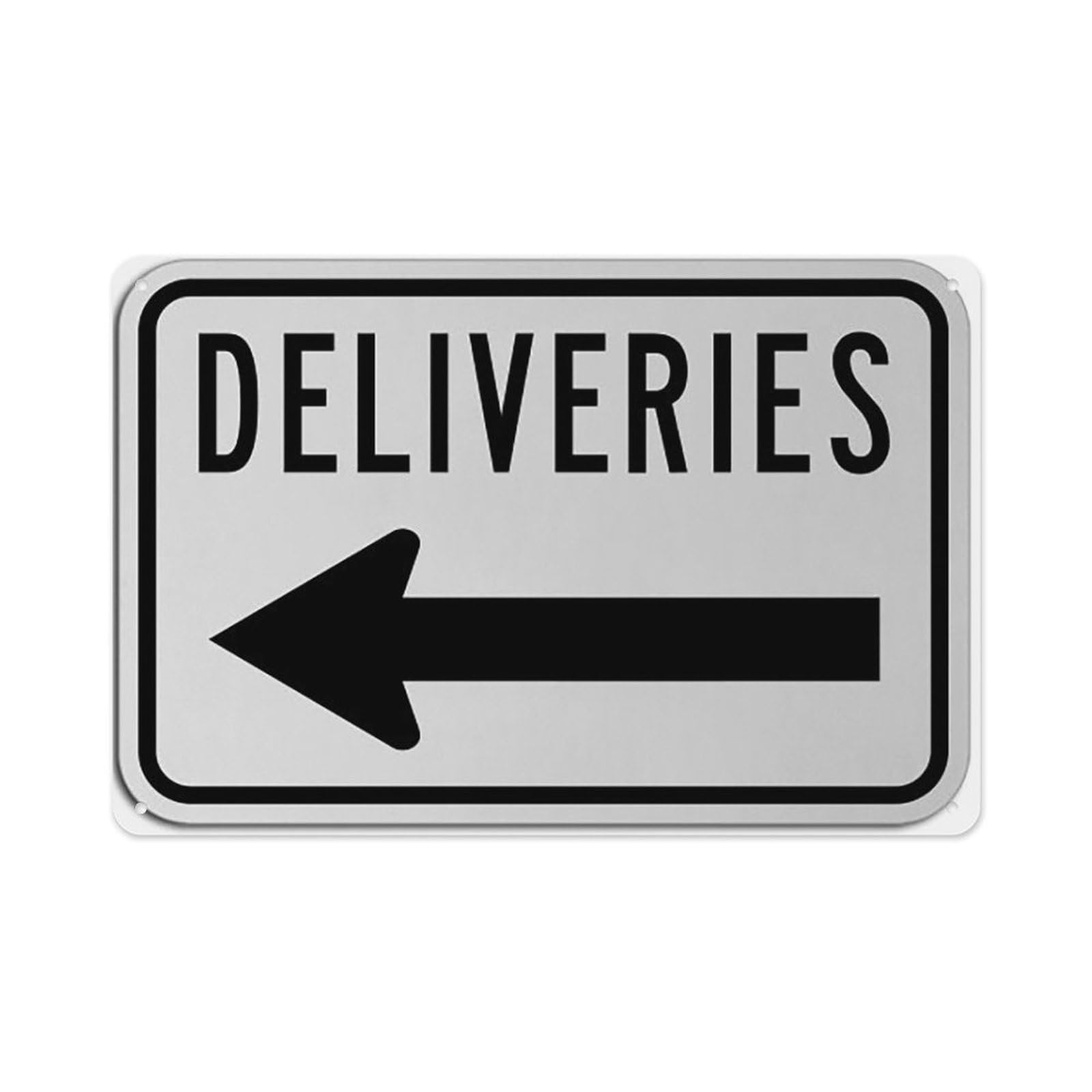peiyeety Deliveries (Left Arrow) Sign Aluminum Tin Warning Signs For Home Outdoor Garden 12X16 Inches