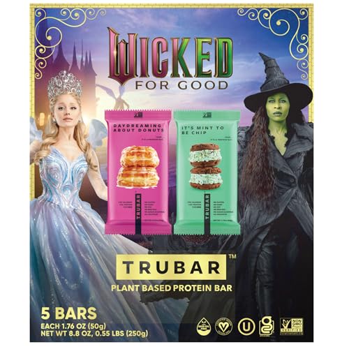 Image of TRUBAR inchWicked inch Vegan Protein Bar Variety Pack - It's Mint to Be Chip & Daydreaming About Donuts, Plant Based, Gluten Free, Dairy Free, No Sugar Alcohols, 12g Protein, 11g Fiber, Healthy Snack Bars, 15 count