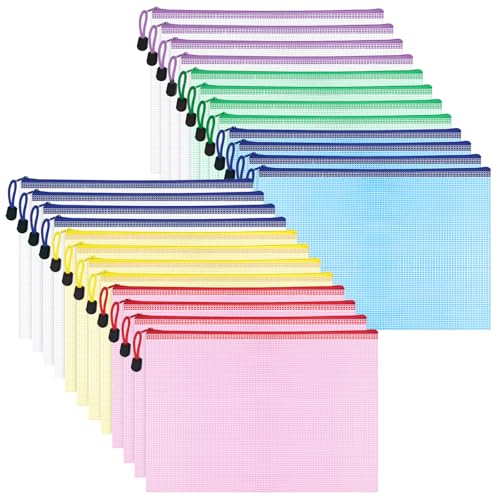 Pochettes en plastique coloré A4 avec fermeture éclair WISYOK pour l'organisation de documents