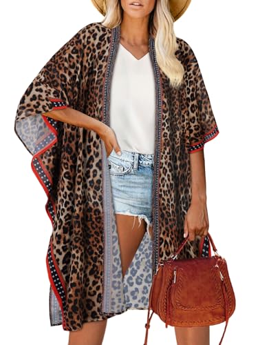 Image of Women's Kimono Beach Cover up for Summer Bathing Suits Cardigans Casual Loose Swimwear 2026