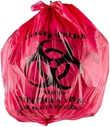 Red Isolation Infectious Waste Bag/Biohazard Bag High Density (10...