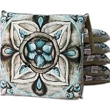 HABITA 33 HOME Cojines para Sillas de Cocina – Set de 6 (40x40x5 cm) – Diseño Acolchado con Lazos – Estampados Variados – Comodidad y Estilo – Fabricación Italiana (Petalo BLU)