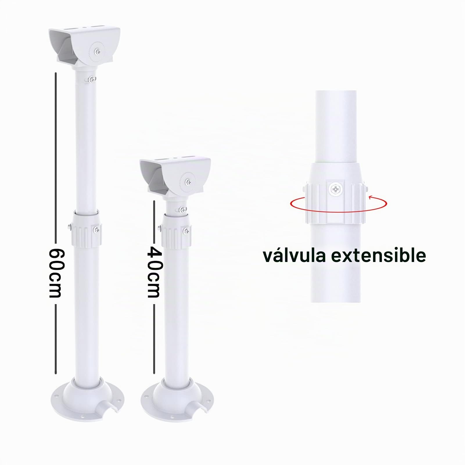 WiTi Poste de Montaje Extensible para cámaras de vigilancia de Seguridad, 40 CM-60 CM Ajustable Soporte de Montaje en Techo para cámara IP CCTV, Metal Sólido Recubrimiento en Aerosol en Polvo