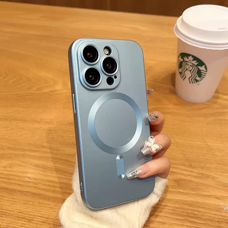 Image of LuxuryKase Premium MagSafe Case for iPhone 12 Pro | Shockproof & Anti-Scratch Cover | Soft Silicone with Wireless Charging | Camera Lens Guard - Sierra Blue