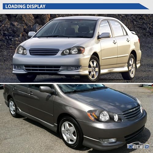 Image of oEdRo Headlight Assembly Compatible with 2003 2004 2005 2006 2007 2008 Corolla Headlamp with Amber Reflector Clear Lens Black Housing