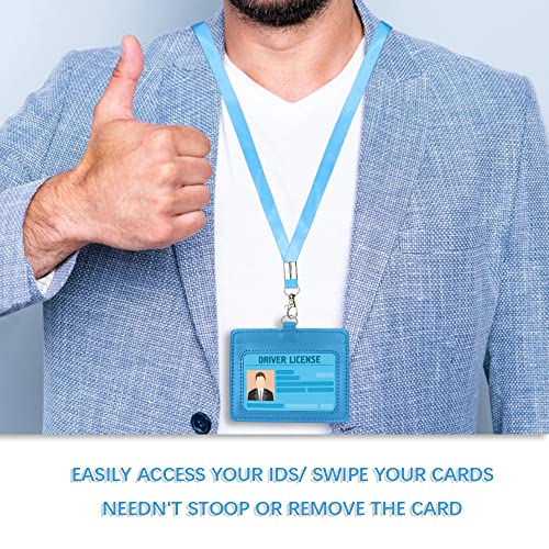 2 porta badge con cordino, porta badge in pelle