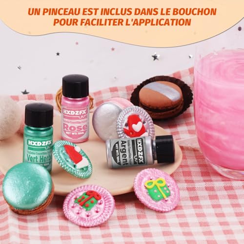 Peinture Paillette Comestible - 3 Colori Liquide Colorant Alimentaire Paillette, Peinture Paillette Alimentaire pour GâTeaux, Biscuits, Bonbons, Boissons, Chocolats (10ml par Bouteille) – vue 5