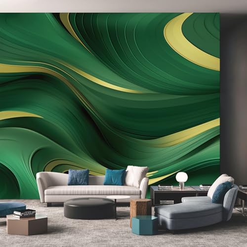 Papier Peint Photo Vert Effet 3D Idéal pour Sublimer les Murs d'une Salle à Manger