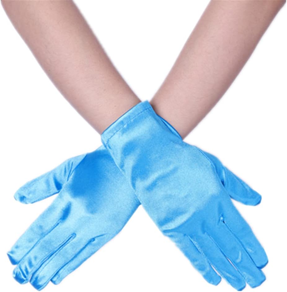 DreamHigh Women 9 Inches Short Satin Mittens Opera Gloves Wrist Length Gloves