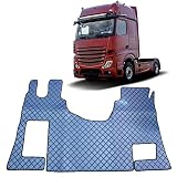 Fit nur für Linkslenker LKW Fußmatten passend für Actros Trucks LKWs Automatisch für MP4 Öko-Leder Blau