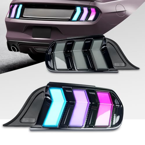 Tail Lights Assembly Compatible with Ford Mustang Shelby GT350 GT500 2015-2023,w/Start Up Animation & Sequential Turn Signal,Smoked