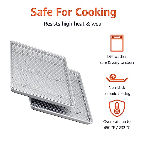 Amazon Basics Nonstick Baking Sheets & Cooling Rack Set, Half Sheet Size, 2-Pack #TOP1