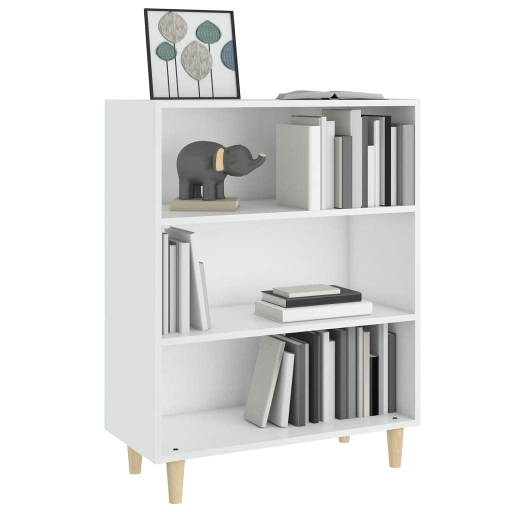 Credenza bianca in legno, 69,5 x 32,5 x 90 cm, con 3 ripiani, per soggiorno, corridoio, camera da letto, armadietto con spazio e superficie liscia