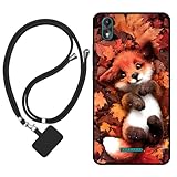 Sunrive Hülle Kompatibel mit Wiko Lenny 4 Plus Hülle,matt Handyhülle Schutzhülle Etui Karikatur Muster TPU Backcover (Ahornblattfuchs) +1x Universale Handykette MEHRWEG