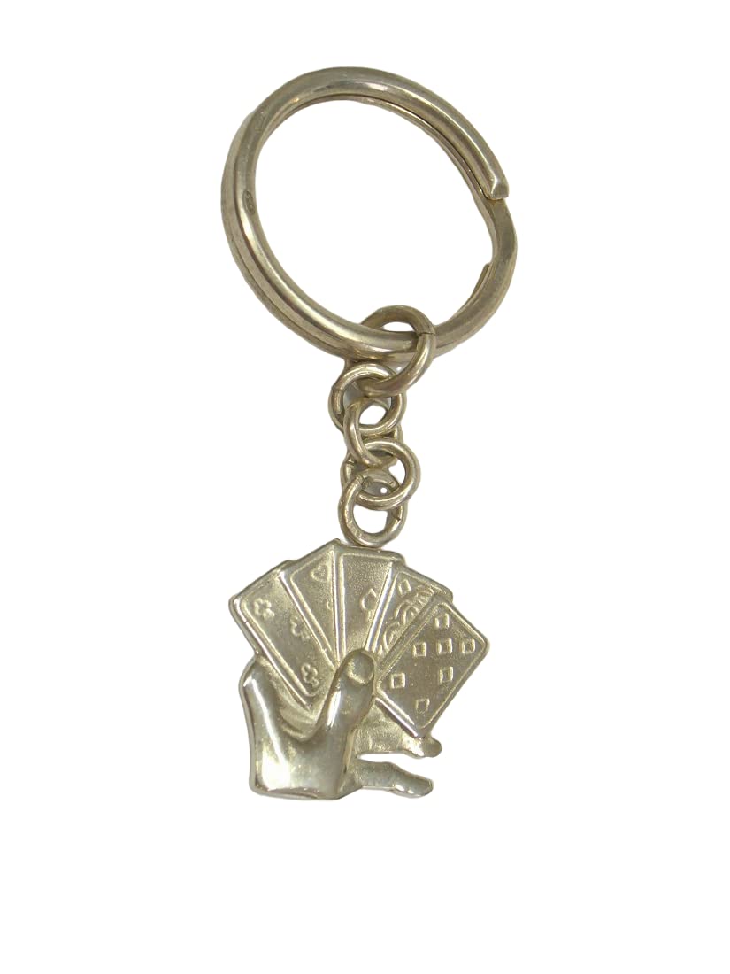 Llavero de plata 925 cartas de poker accesorio diario para llevar al club de juego
