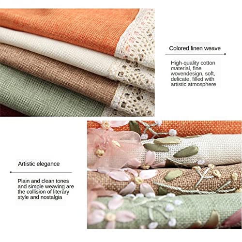 Image of Generic Printed Stamped Cross Stitch Tablecloth Kit for Embroidery, White, Linen, 90x90cm
