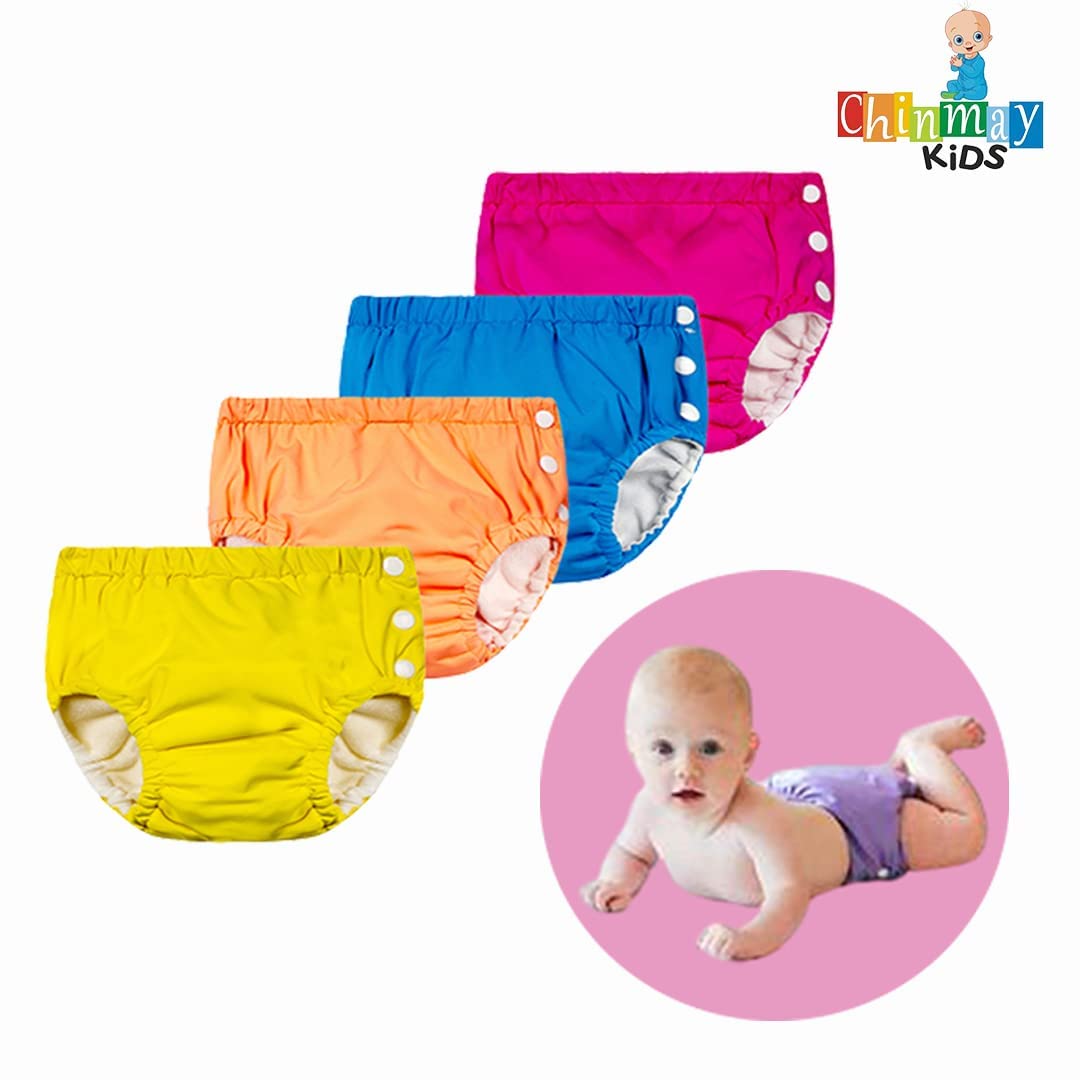 Chinmay Kids Combo of Baby Swim Diaper Waterproof Reusable Leakproof Adjustable Infant Pool Pant Boys Girls Swimsuit, Age Group - (4 months - 3 Years) (Pack of 2, Pink,Orange) 2