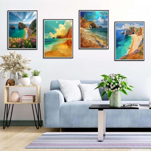 Diamond Painting Plage 80x105cm : Kit Complet de Peinture Diamant 5D
