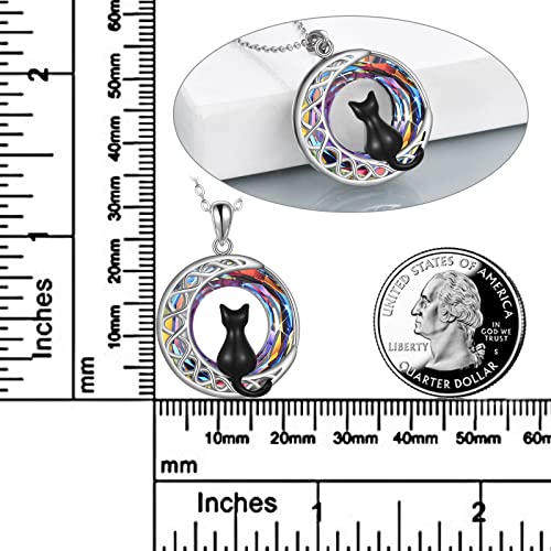 CRMAD Cat Necklace for Women Sterling Silver Crystal Celtic Moon Pendant Irish Jewelry3