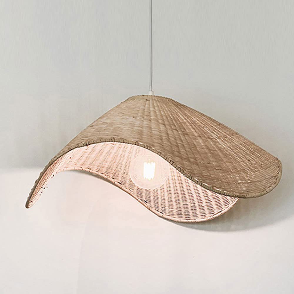 LYMSXAZOU Hand-woven Rattan Chandelier Wicker Pendant Lighting Bamboo Hanging Light E27 With Adjustable Cord Ceiling Lampshade Semi Flush Pastoral Style Hotel Bar Restaurant