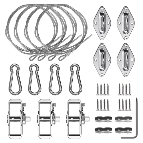 Windscreen4less Sun Shade Sail Hardware Kit with 6ft Wire Cables