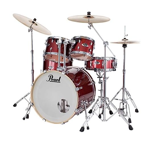 'Pearl Exportación exx725br/C704 drumkit (22 "BD, 12", 13 "TT, 16" ft, 14 SD, asiat. Caoba/Álamo, laminado, incluye juego de Sabian Platillos y 830er hardware) Black Cherry Glitter