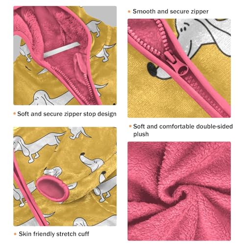 OTVEE Cartoon Dogs on Yellow Kids Hoodie Jacket Fall Spring Full Zip Warm Outwear Coat3