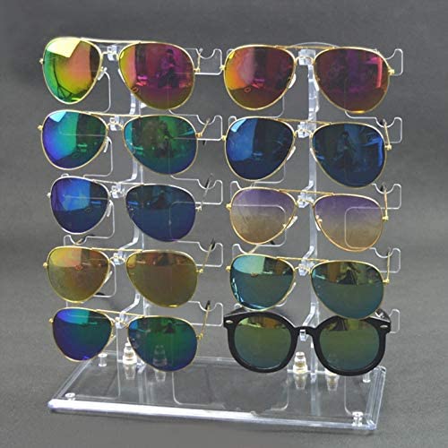 Allpdesky Two Row Sunglasses Rack 10 Pairs Glasses Holder Display Stand Transparent #TOP3