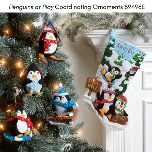 Bucilla Felt Applique Stocking Kit, Penguins At Play 18" Felt Applique Stocking Making Kit, Perfect For Diy Needlepoint Arts And Crafts, 89481E , White #TOP3