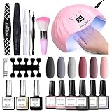 Modelones Gel Nail Polish Kit with UV Light - 6 Colors Gel Matte Top Coat, Base Top Coat, 24W Nail Lamp, Upgraded Manicure Tools