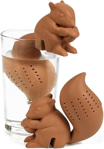 Miniatura 4 de Colador de té de silicona con forma de ardilla, infusor de té reutilizable de grado alimenticio, filtro de té de hojas sueltas (café)