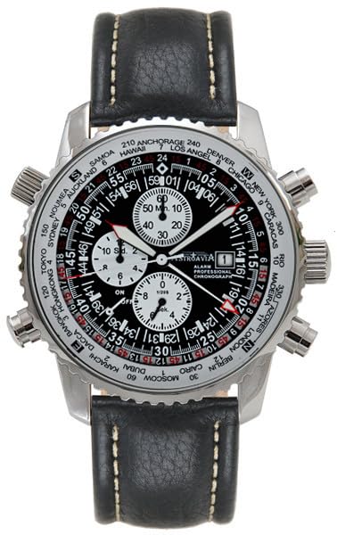 ASTROAVIA Alarm Chronograph mit Lederarmband 46 mm