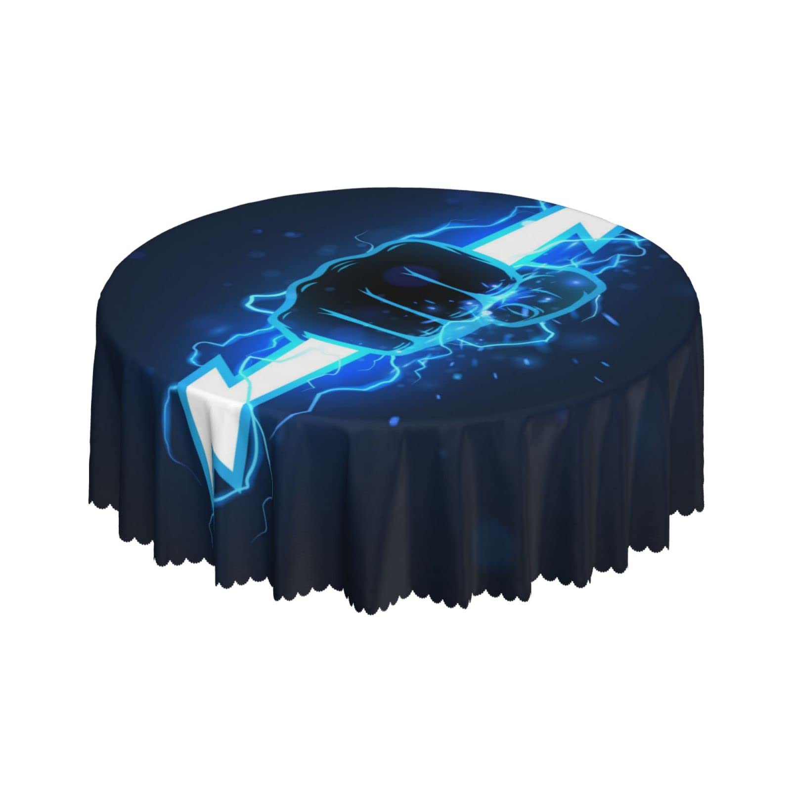 Lsjuee Blue Lightning Neon Round Tablecloth 60 Inch Printed Washable Tablecloth for Dining Party Holiday Fall Home Decorative